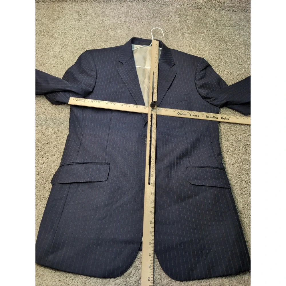 TM Lewin Mens Navy Pinstripe Blazer Super 120s Merino Wool‎ Suit Jacket 42R
